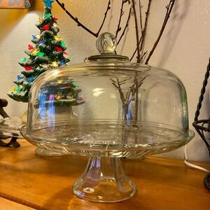 Vintage Glass Cake Plate and Cover
